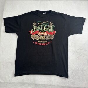 VTG Jack Daniels Gold Medal Whiskey Black Short Sleeve Graphic Shirt Men's XL